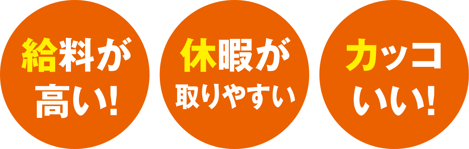 給料が高い。休暇が取りやすい。カッコいい！